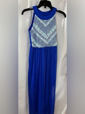 Amy Byer Royal Blue and White Sequin Bodice Girls Formal Dress
